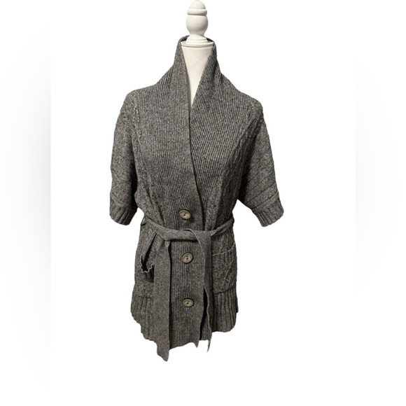 Eddie Bauer Gray Sweater Coat Cardigan Wool Cotton Blend Size Large Grandpa Cozy - Picture 1 of 9